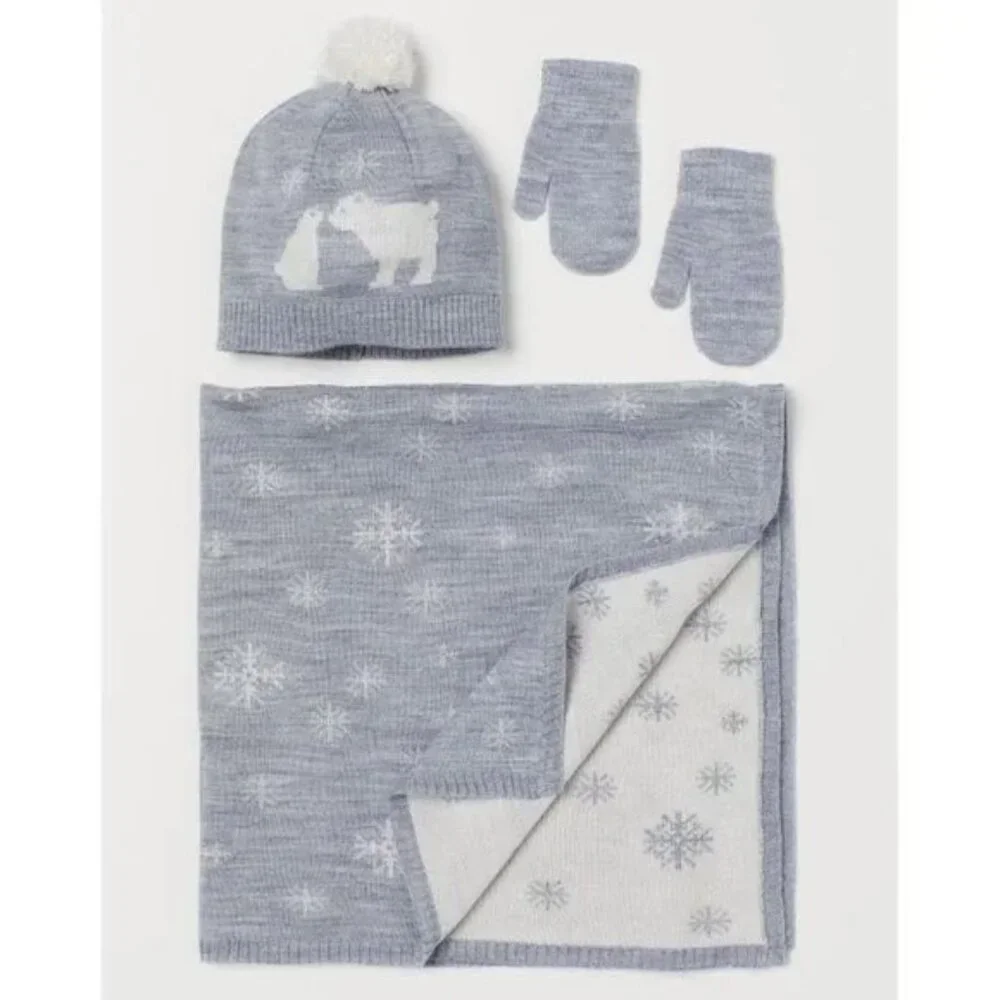 H&M toddler blanket, hat, mittens set 1-2Y NWT